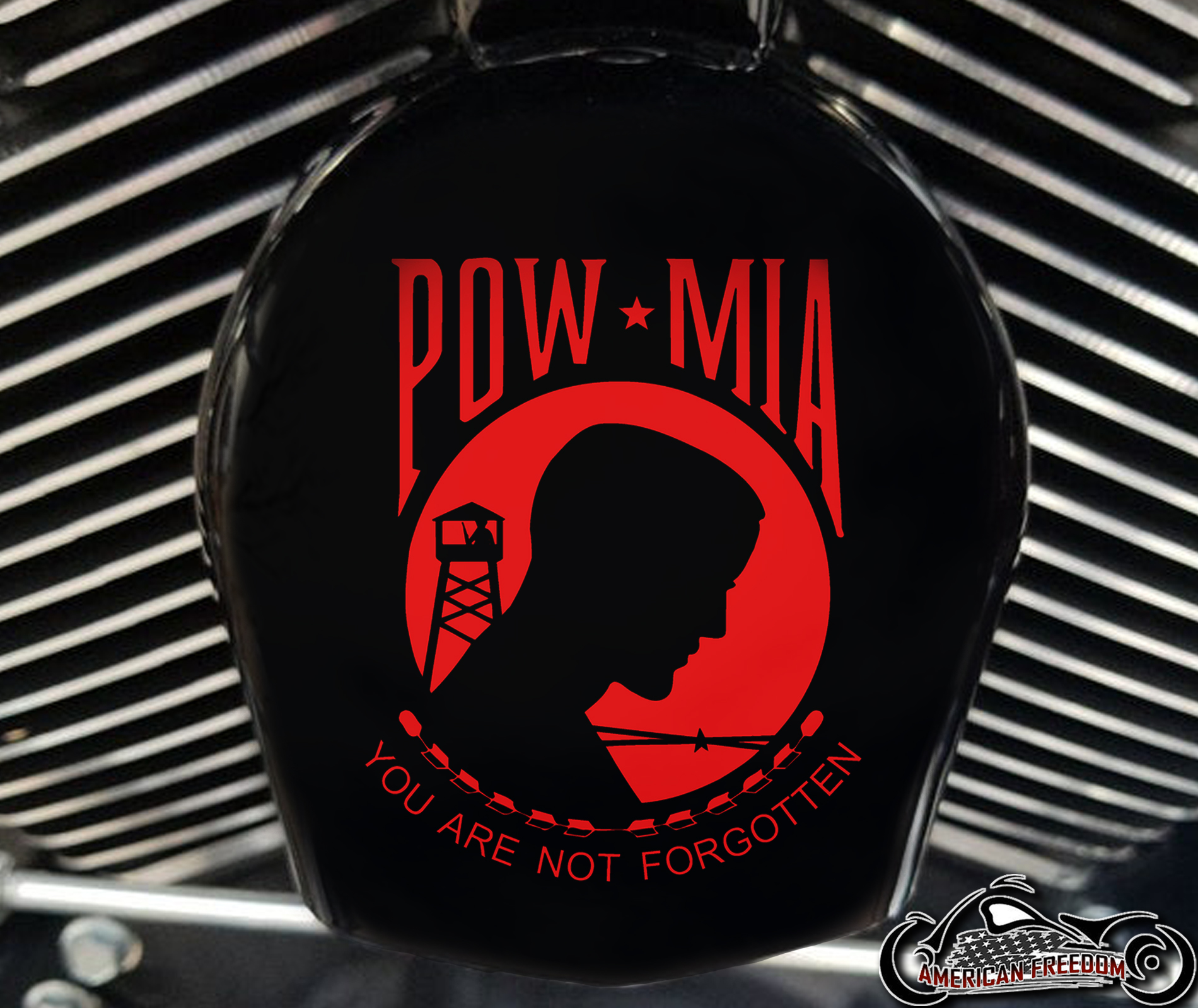 Custom Horn Cover - POW MIA (Red)